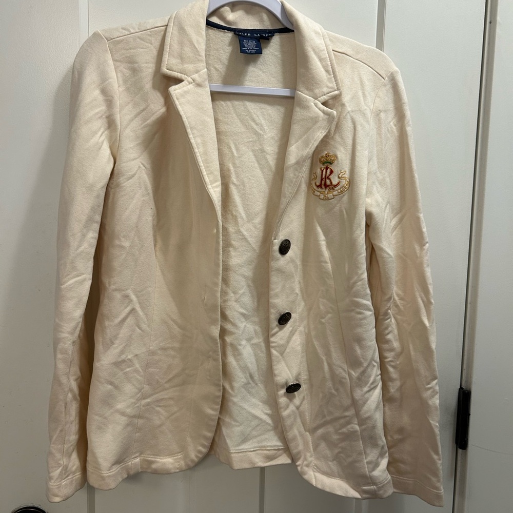 Ralph Lauren Beige Blazer with Crest Embroidery